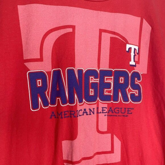 Texas Rangers Mens Sz XL MLB Baseball Red Tee T Shirt Crew Neck Genuine Merch - Picture 4 of 10